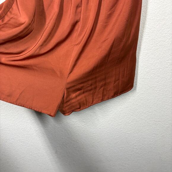 Cupcakes and Cashmere Small Irenna Surplice Romper Burnt Orange Tie Shoulder - Picture 5 of 9